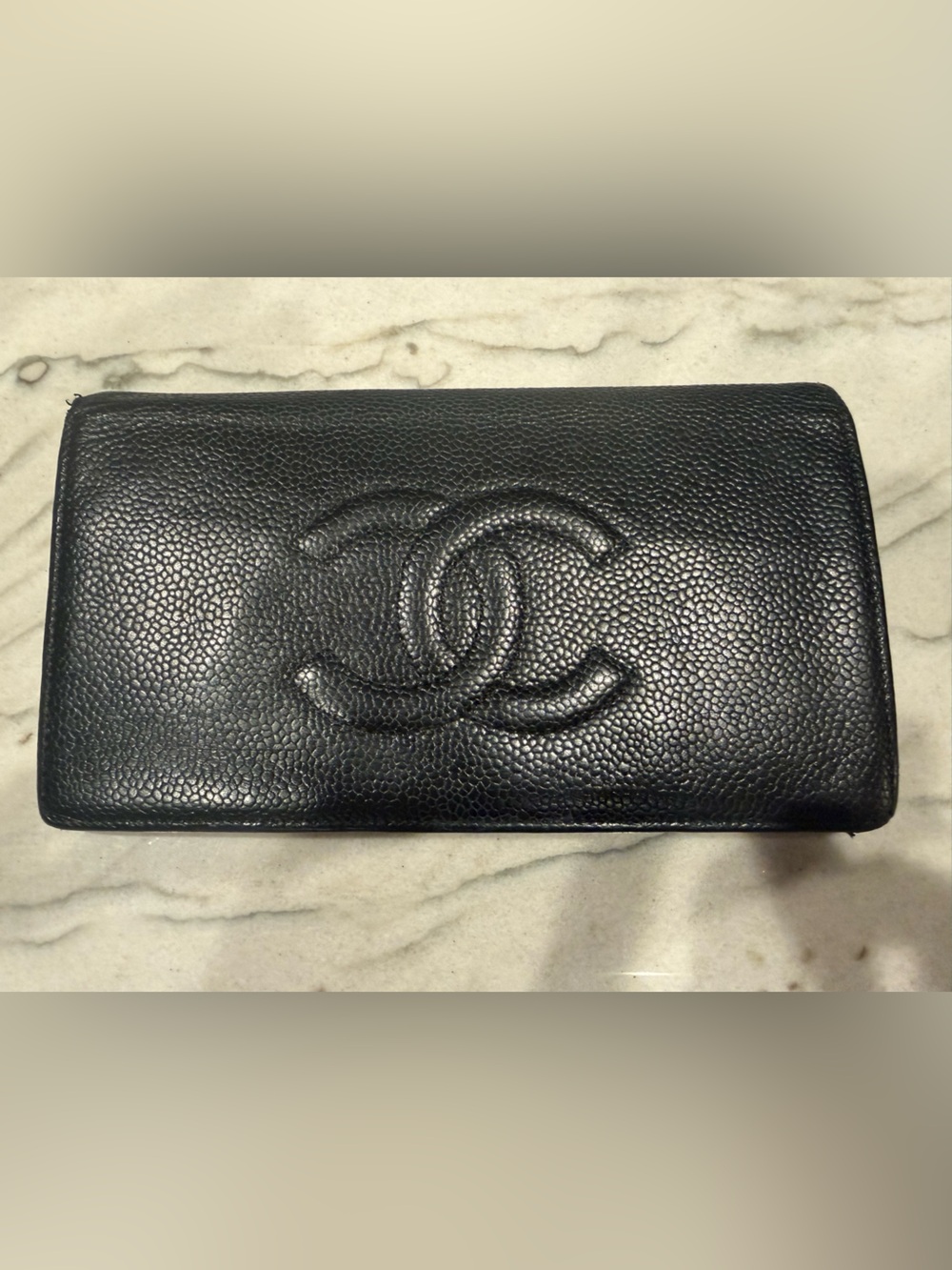 Chanel Black Caviar Leather CC Long Bifold Wallet Gold Hardware